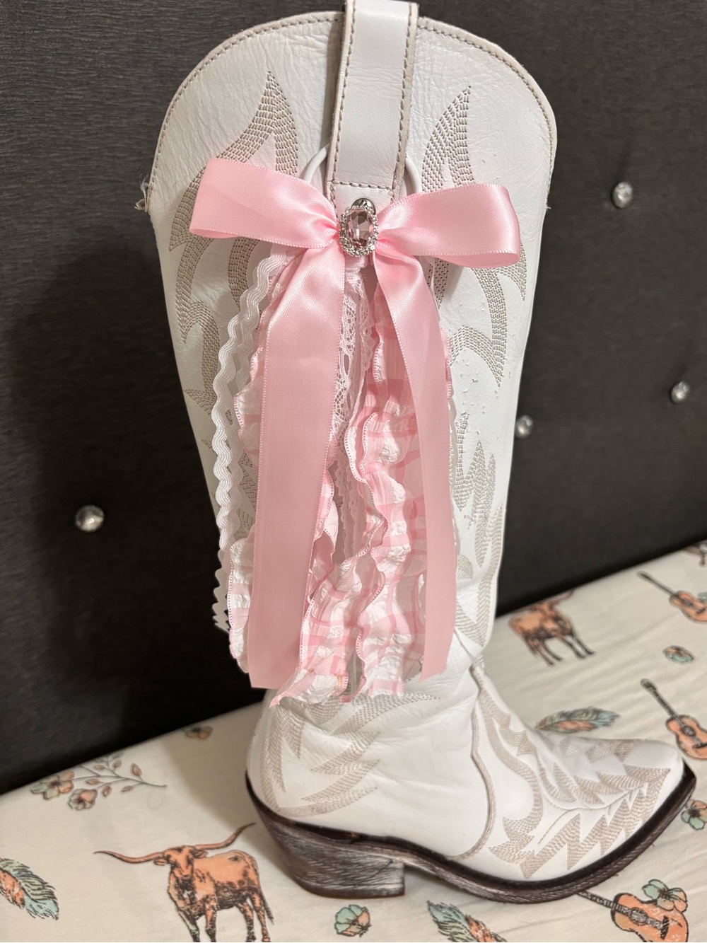 Western Boots accessory  with Pink Ribbon Accent